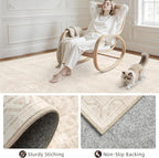 2'6''x8' Hallway Washable Runner Rug: Neutral Kitchen Carpet Beige | Vintage - Image 6