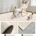 Area Rugs 9x12 Living Room: Bedroom Neutral Washable Carpet Beige | Large - Image 4