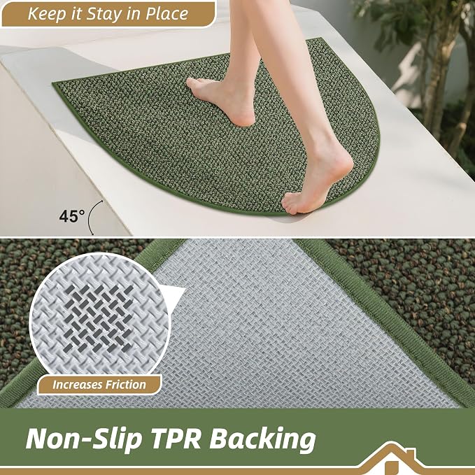 BEQHAUSE Dirt Trapper Door Mat 26" x 40" Half Circle Non Slip Rugs, Absorbent - Image 4