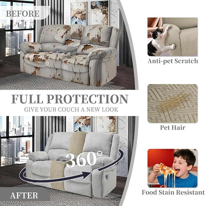 100% Waterproof Sectional Recliner Couch Covers - Image 5