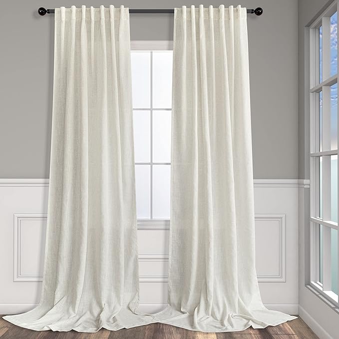 Pitalk Back Tab Linen Curtains 95 Inches Long 2 Panels Set by Pitalk