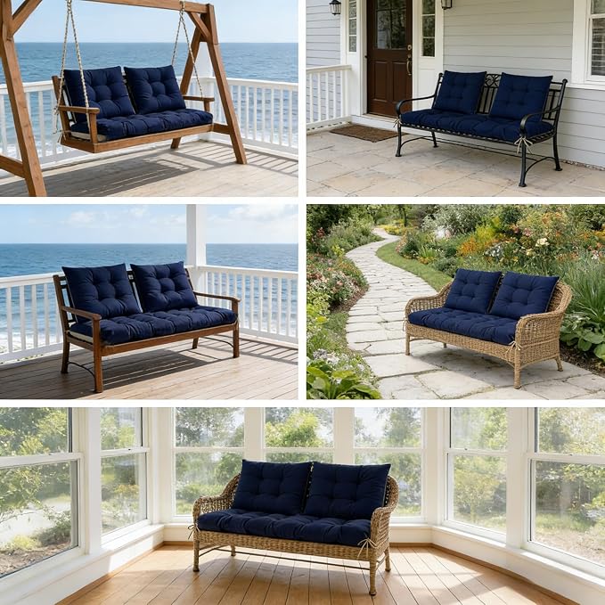 3 Pcs Wicker Chair Cushions Patio Loveseat Chaise Cushion Set - Image 6