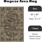 5x7 Brown Retro Floral Washable Area Rug - Image 2