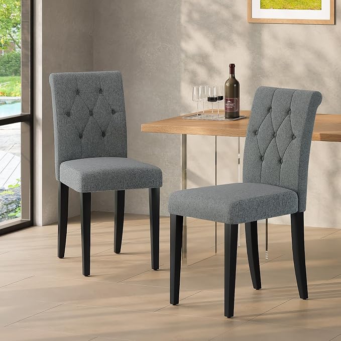 Welzona Upholstered Dining Chairs Set of 6, Button Tufted Parsons Dining Chair - Image 4