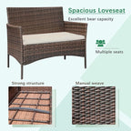 Greesum Patio Furniture 4 Pieces Conversation Sets Outdoor Wicker Rattan Chairs - Image 6