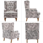 LukeAlon Button Tufted Linen Accent Chair, Upholstered Club Chair - Image 3