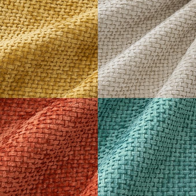 MIULEE Decorative Chenille Fall Pillow Covers Orange Teal 18x18 Pack of 4 | - Image 2