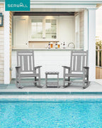SERWALL Oversized Rocking Chair Outdoor, HDPE Outdoor Rocking Chair, Space Gray - Image 8