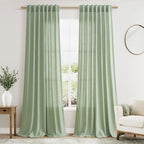 Mist Sage Linen Curtains 108 Inches Long by Nanspring