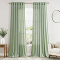 Mist Sage Linen Curtains 102 Inches Long Rod Pocket Back Tab Drapes 2 Panels Set by Nanspring