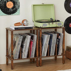 LELELINKY 2-Tier Bamboo Record Player Stand Set of 2 by LELELINKY