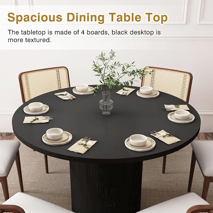 weselon Round Dining Table for 4, Modern Farmhouse Kitchen Table, 47 Inch Small - Image 6