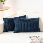 Aegero Pack of 2 Corduroy Decorative Throw Pillow Covers 12x24 Inch, Teal | by Unknown