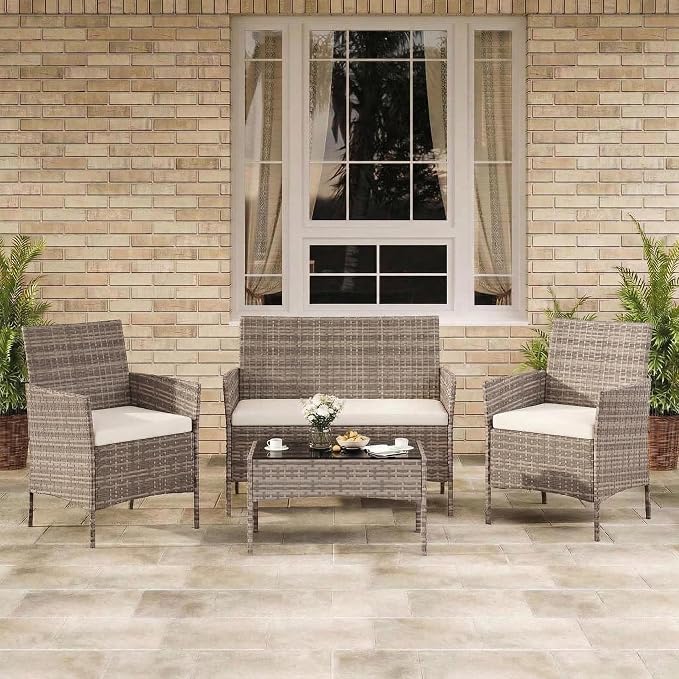 GarveeLife 4-Piece Patio Furniture Set, Rattan Outdoor Furniture - Image 6