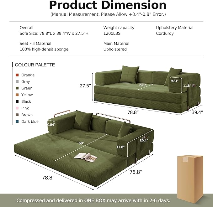 MoonSpeak 78.8''Sleeper Couch Bed - Image 2