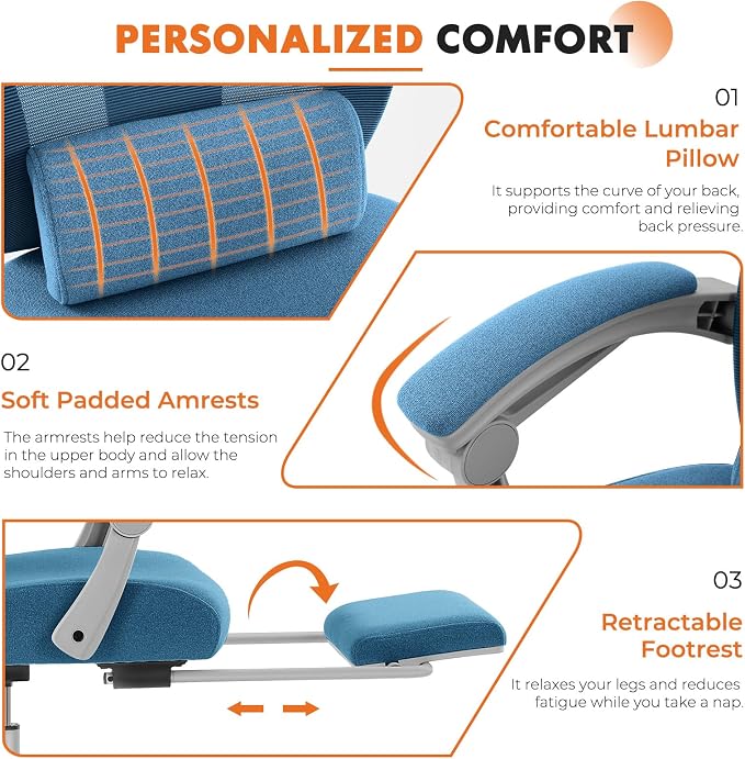 Sweetcrispy Office Computer Desk Chair, Ergonomic High-Back Mesh Rolling Work - Image 7