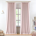Vision Home Soft Pink Pinch Pleated Full Blackout Curtains Linen Blended Room by VisionHome
