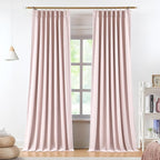 Vision Home Soft Pink Pinch Pleated Full Blackout Curtains Linen Blended Room by VisionHome