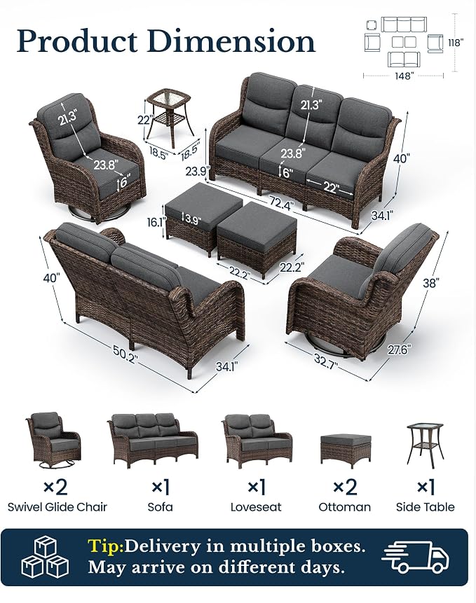 HILLGA 7-Piece Luxury Patio Furniture Set - Image 2