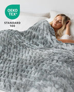 Ultra Soft Cozy Faux Fur Throw Blanket, Fuzzy Plush Thick Bubble Blanket - Image 2