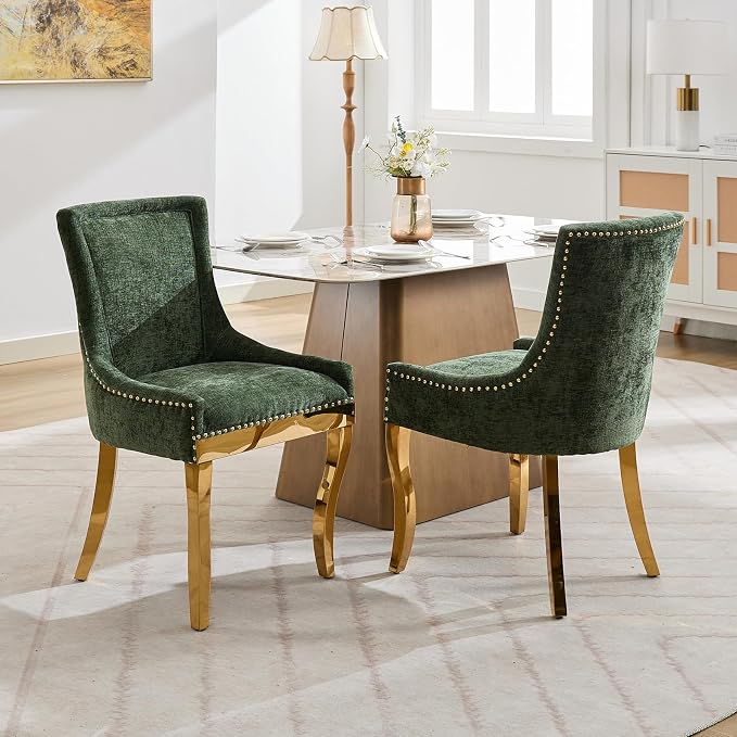Upholstered Dining Chairs Set of 2, Modern Fabric Side Chairs - Image 2