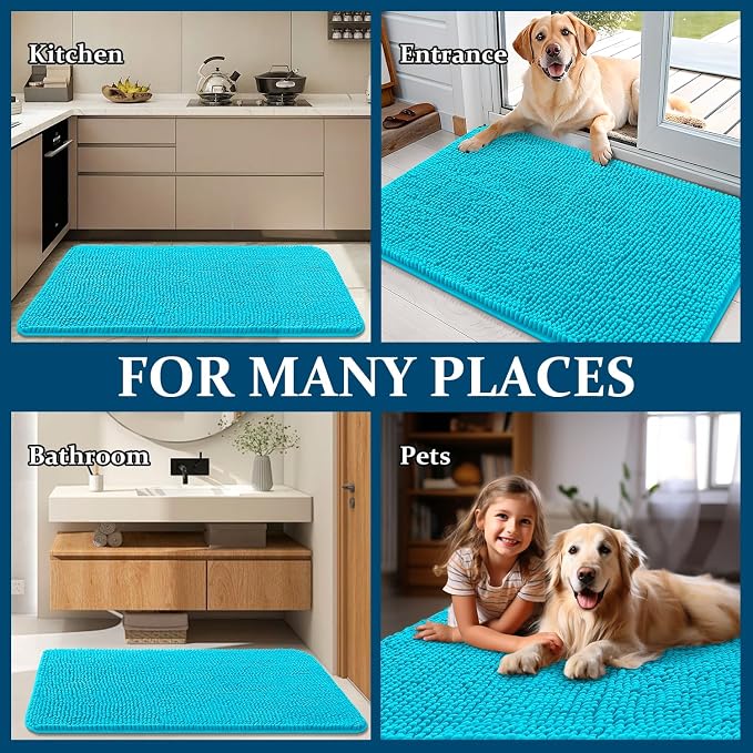 OLANLY Dog Door Mat for Muddy Paws 47x24, Super Absorbent Chenille Mud Mat | - Image 8
