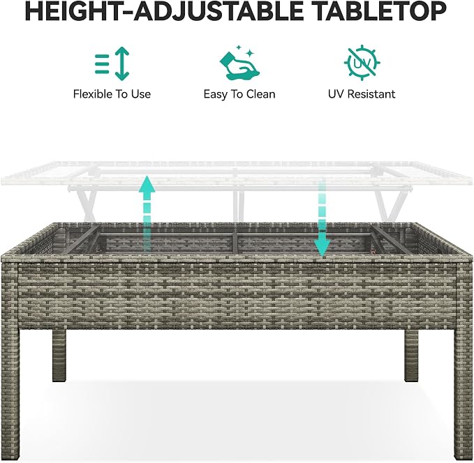 YITAHOME 9 Piece Patio Furniture Set, All-Weather Wicker Outdoor Sectional Sofa - Image 5