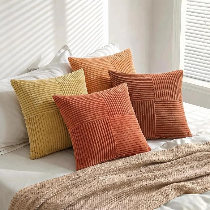 Fancy Homi Set of 4 Boho Fall Decorative Throw Pillow Covers 16x16 Inch - Image 5