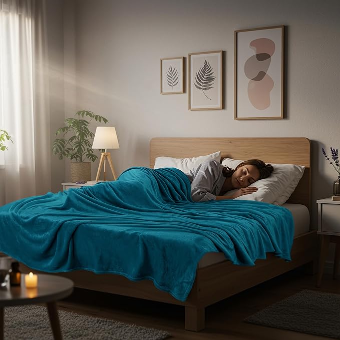 Utopia Bedding Soft Fleece Bed Blanket Queen Size Turquoise | Microfiber Plush - Image 6