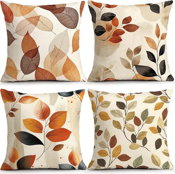 OBSEDE Retro Colored Leaf Geometric Pattern Illustration Decorative Throw by OBSEDE