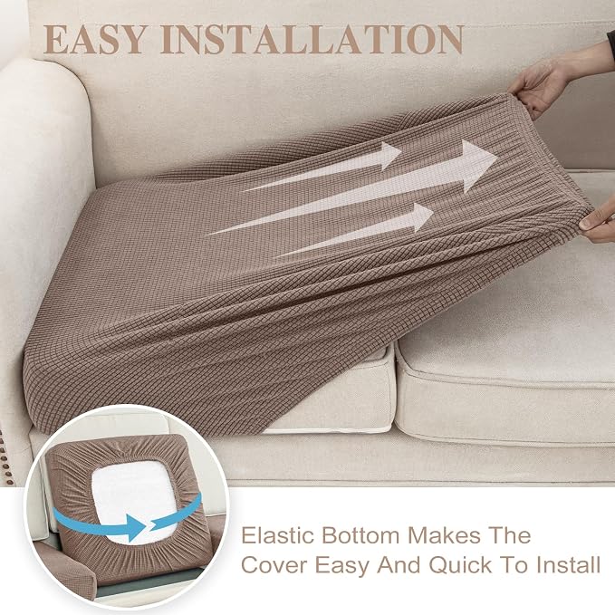 LA MEACK Couch Cushion Covers Seat Cushion Cover Stretch Couch Cover Separate - Image 5