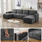 110.6" L Shaped Sectional Sofa, Modular Cloud Deep Seat Couch - Image 4