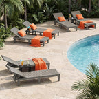 Outdoor Lounge Chair Set of 6, 5-Positions Adjustable Patio Chaise Lounges - Image 2