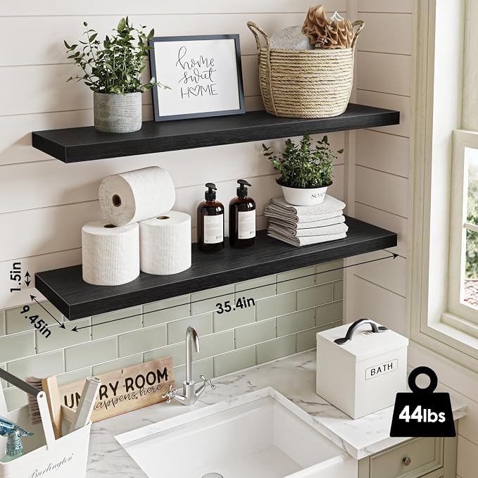 Fixwal Floating Shelves for Wall, 35.4" Long Heavy Duty Wall Mounted Rustic - Image 3