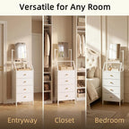 HIGDBFE 4-Drawer Dresser with Mirror, Vanity with 2-Tier Shelves, Fabric Chest - Image 7