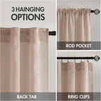 MIULEE Natural Beige Linen Curtains 52x45 Inch Long - Image 3