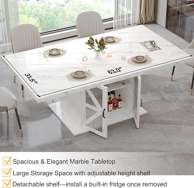 LVB Modern Dining Table for 4 to 6, Wooden Pedestal Dining Room Table - Image 5