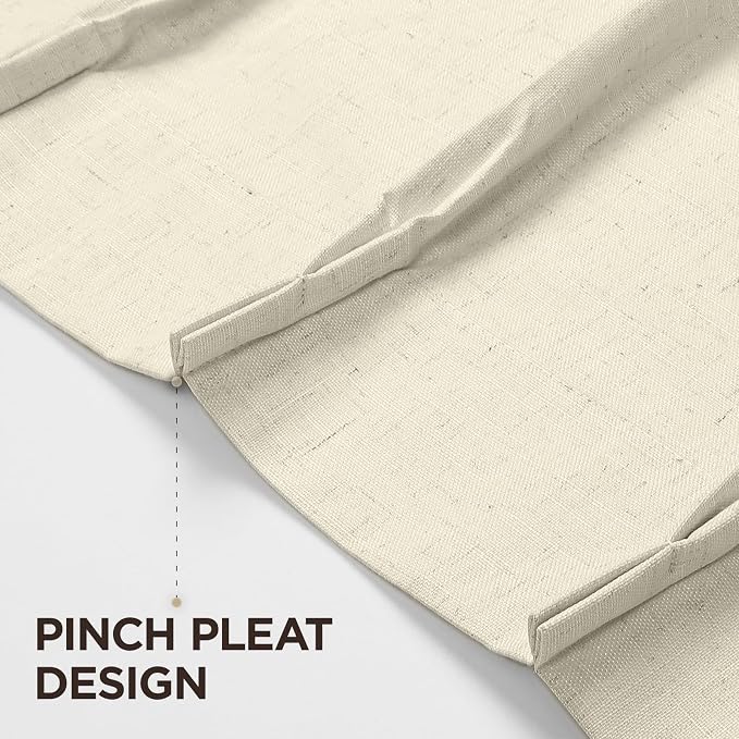 Joydeco 100% Blackout Pleated Curtains, Linen Window Curtains 2 Panel Sets 108 - Image 5