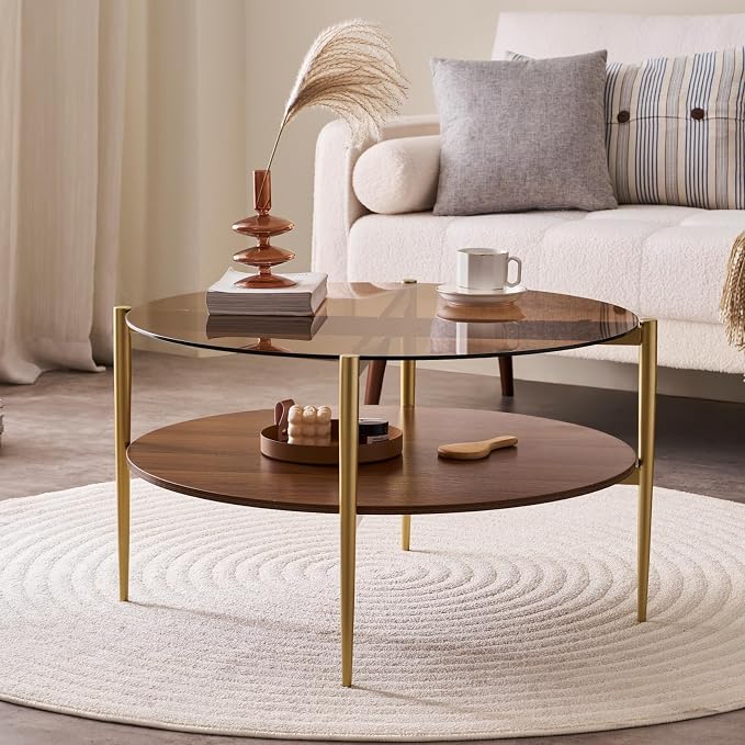 LumFurn Round Coffee Table, Mid-Century Modern Design, D30 x H17, - Image 8