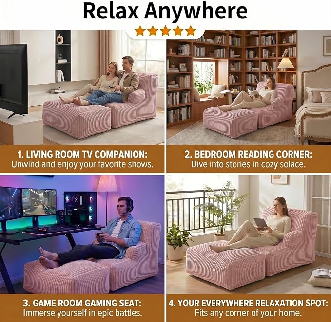 6FT Large Bean Bag Chair Lounger - Image 7