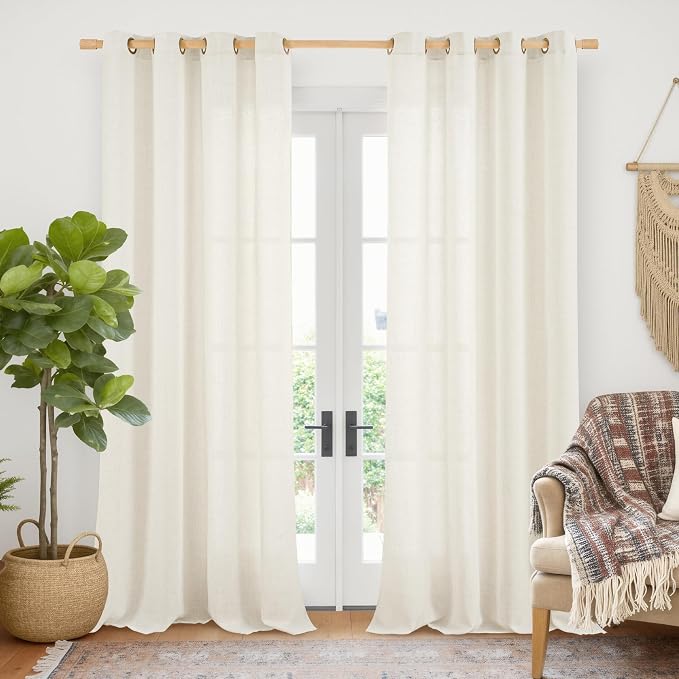 YoungsTex Ivory Linen Curtains 98 Inch Length by YoungsTex