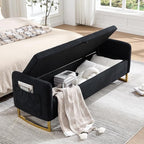 65" Storage Ottoman Bench, Chenille Storage Bench - Image 6