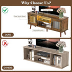Turosur Wood TV Stand for 55 Inch TV, Mid Century Modern Entertainment Center - Image 3