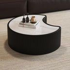 29.53" Marble Coffee Table, Modern Creative Moon Coffee Table by Henf