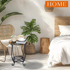 Cinnvoice Outdoor Side Table Round Small Mosaic Patio Accent Indoor End Plant - Image 6
