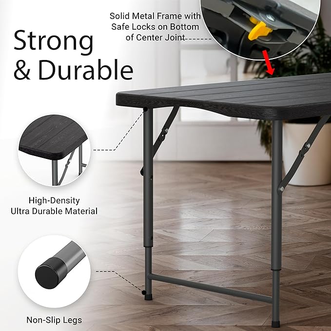 4 Feet Foldable Table Adjustable Height - Image 4