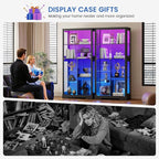 Gurexl Display Cabinet with Motion Sensor LED Lights, Glass Curio Cabinet with - Image 7
