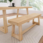 Plank+Beam 60 Inch Farmhouse Dining Bench, Solid Wood Entryway Bench, Wooden by PlankBeam