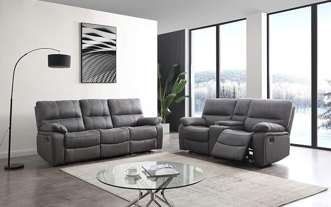 Betsy Furniture Microfiber Reclining Sofa Couch Set Living Room Set 8007 by BetsyFurniture