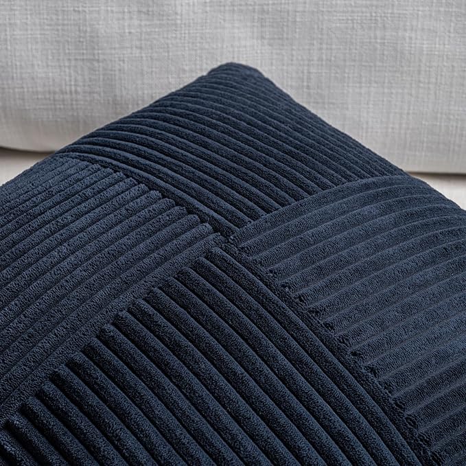 Fancy Homi 2 Packs Navy Blue Decorative Throw Pillow Covers 18x18 Inch - Image 3